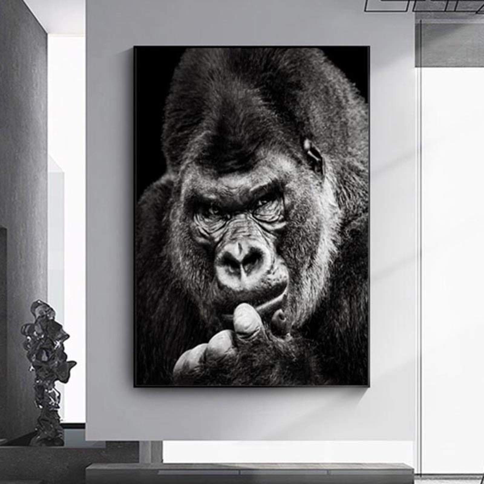 Amazon.co.jp: モダンブラックゴリラキャンバス絵画写真北欧の動物の